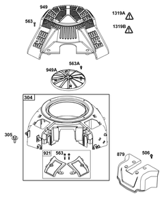 Part Location Diagram of 593629 Briggs and Stratton Cover-blower housing